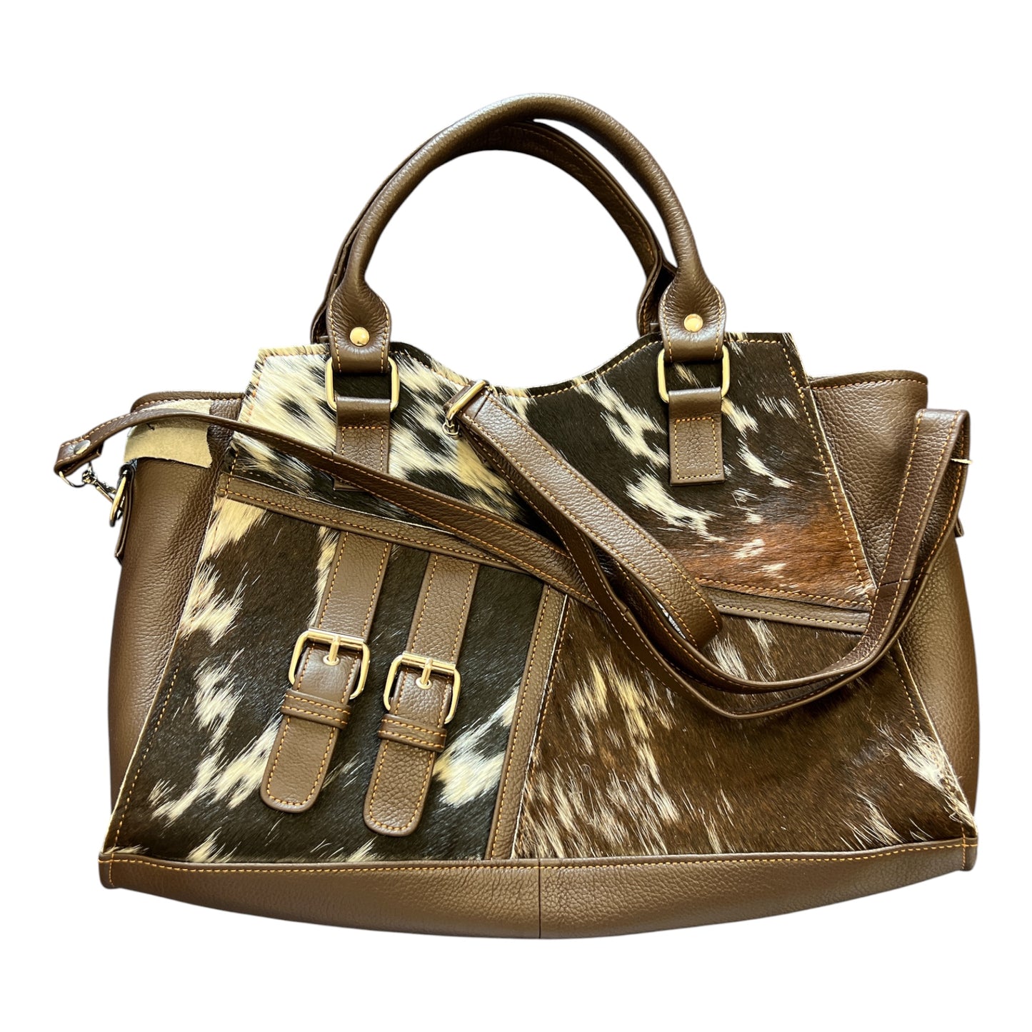 Cowhide Leather Tote & Crossbody Handbag