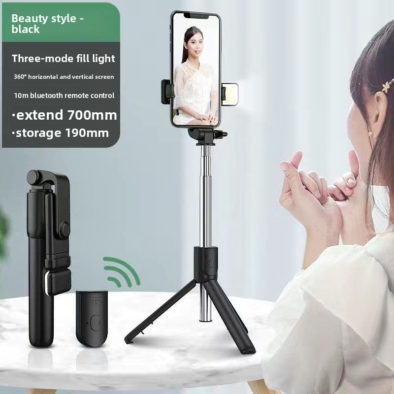 Adjustable Bluetooth Selfie Stick with Tripod and Fill Light