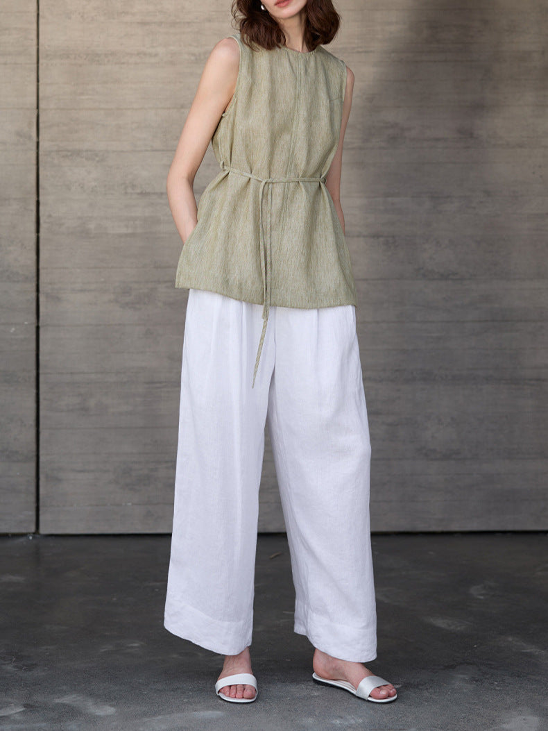 Linen Sleeveless Vest Top