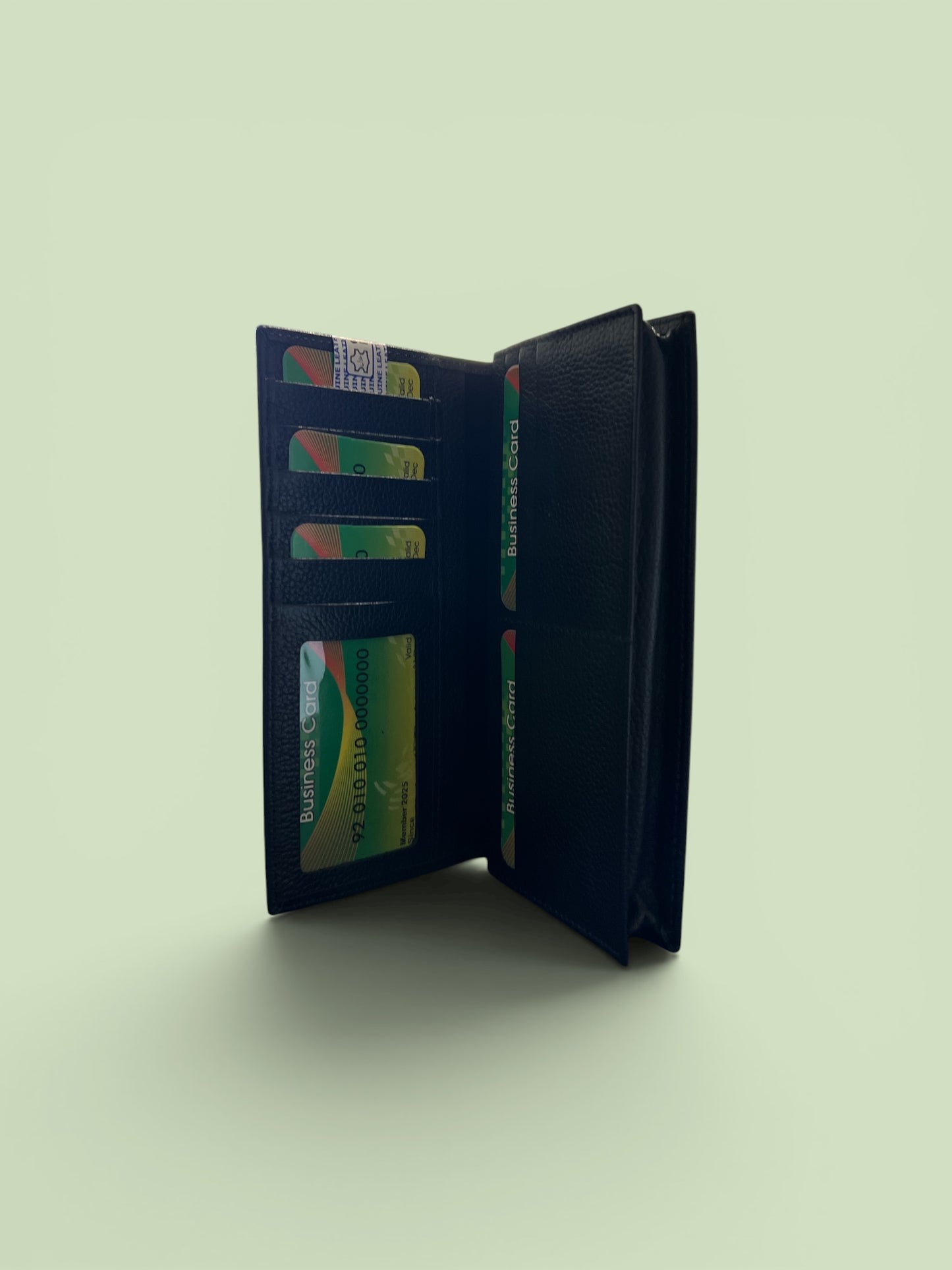 Genuine Pebble-Grain Leather Slim Long Wallet