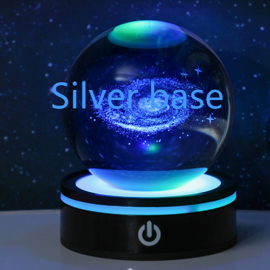 3D Carved Crystal Ball Night Light with LED Base