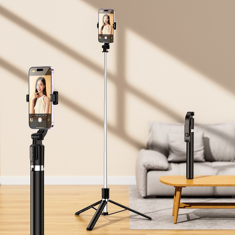 Adjustable Bluetooth Selfie Stick with Tripod and Fill Light
