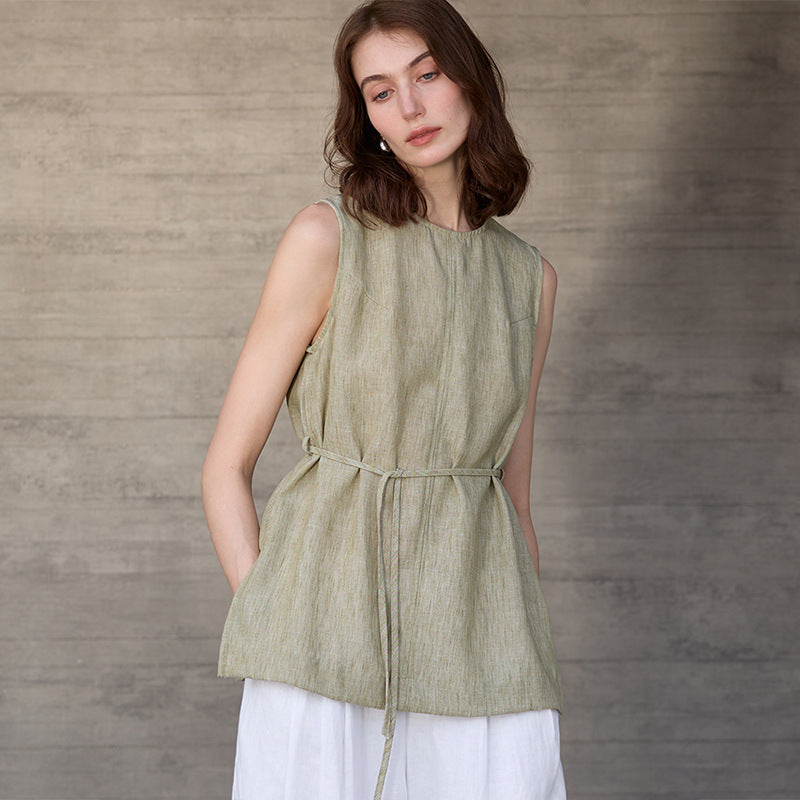 Linen Sleeveless Vest Top
