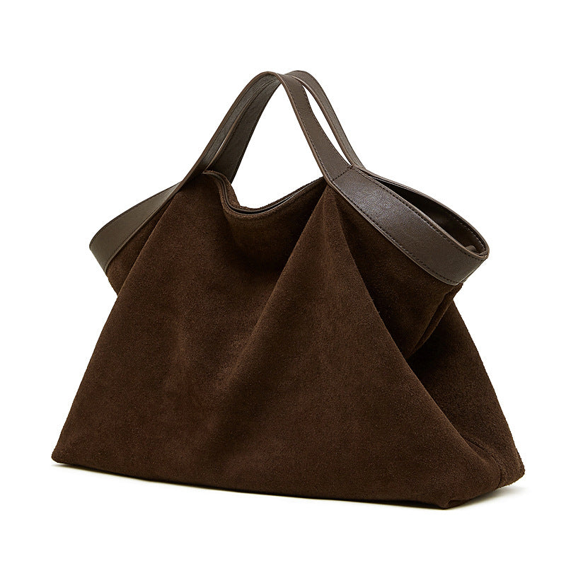 Genuine Leather Crossbody Bag with Color-Blocking Design