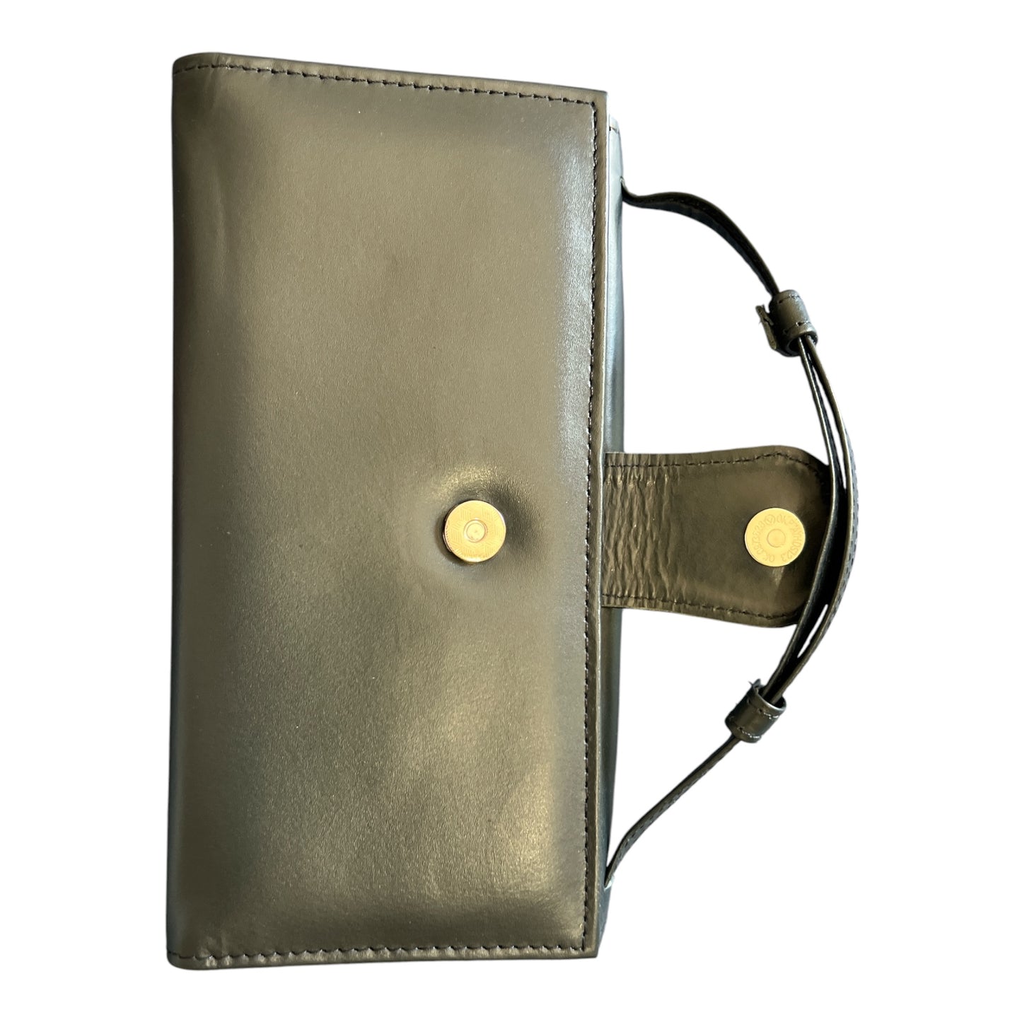 Slim Snap Tab Long Wallet / Organizer Genuine Black Leather