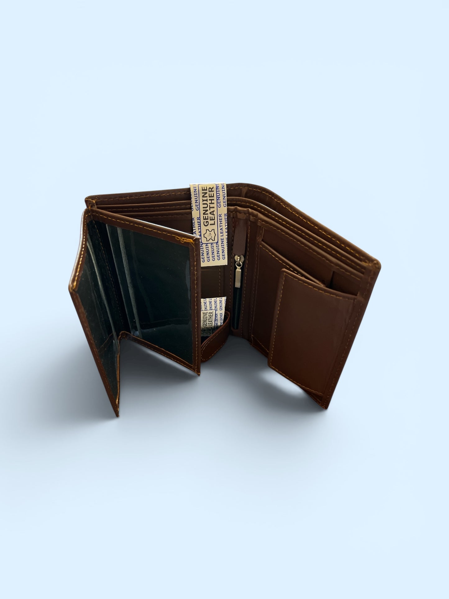 Premium Genuine Leather Men's Bifold Wallet - Dark Brown
