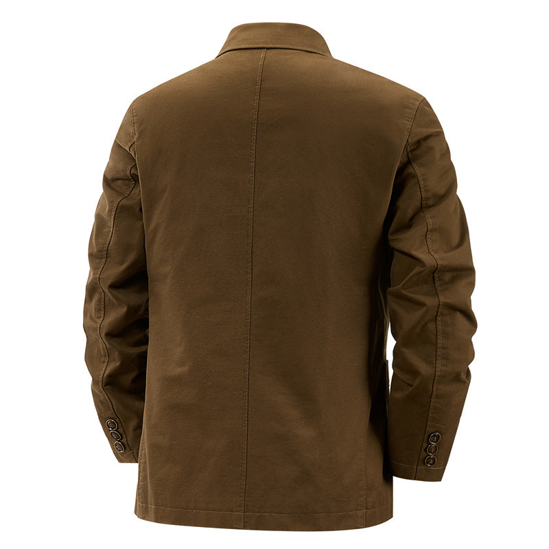 Men's Casual Suit Solid Color Washed Cotton