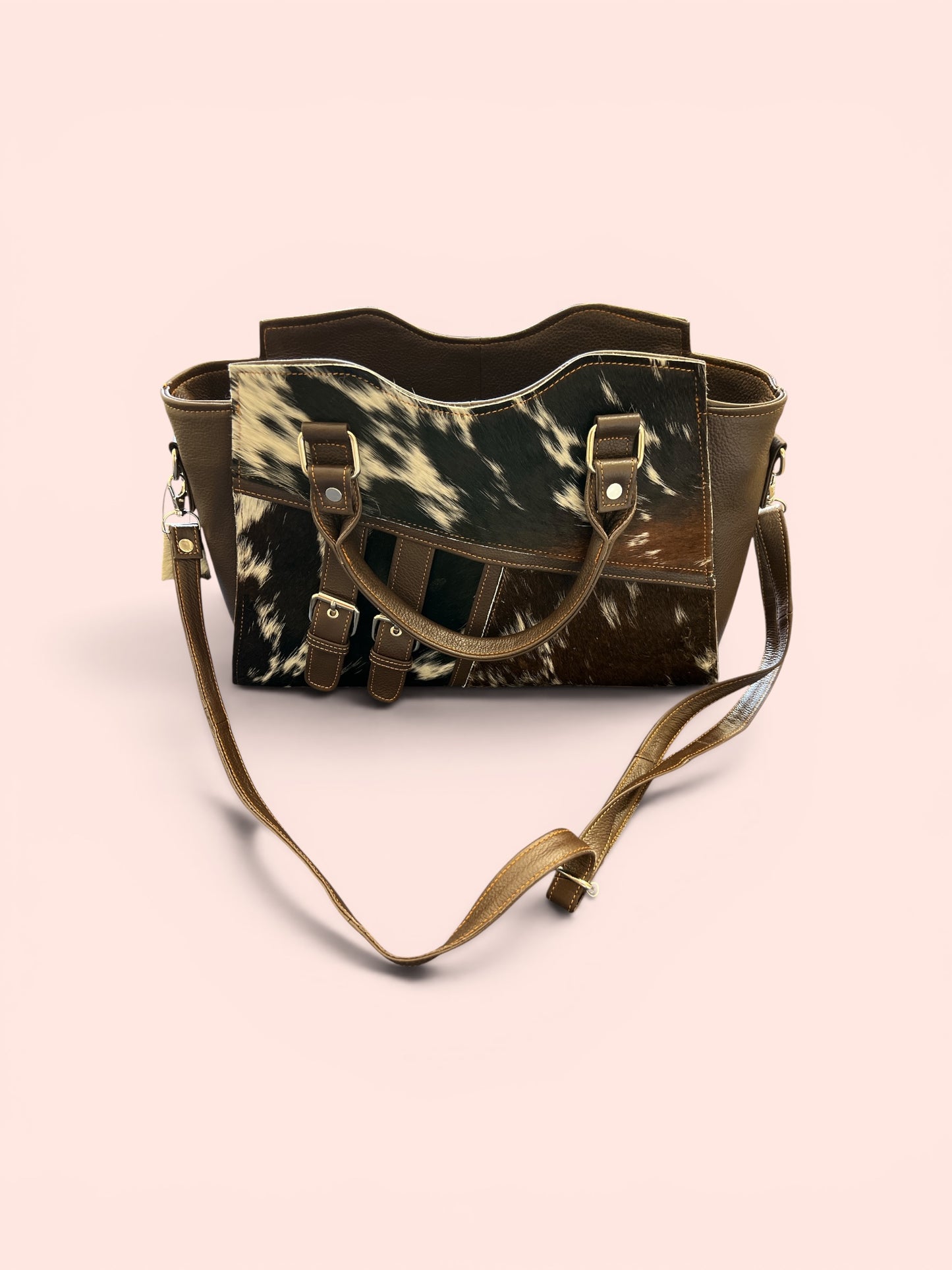 Cowhide Leather Tote & Crossbody Handbag