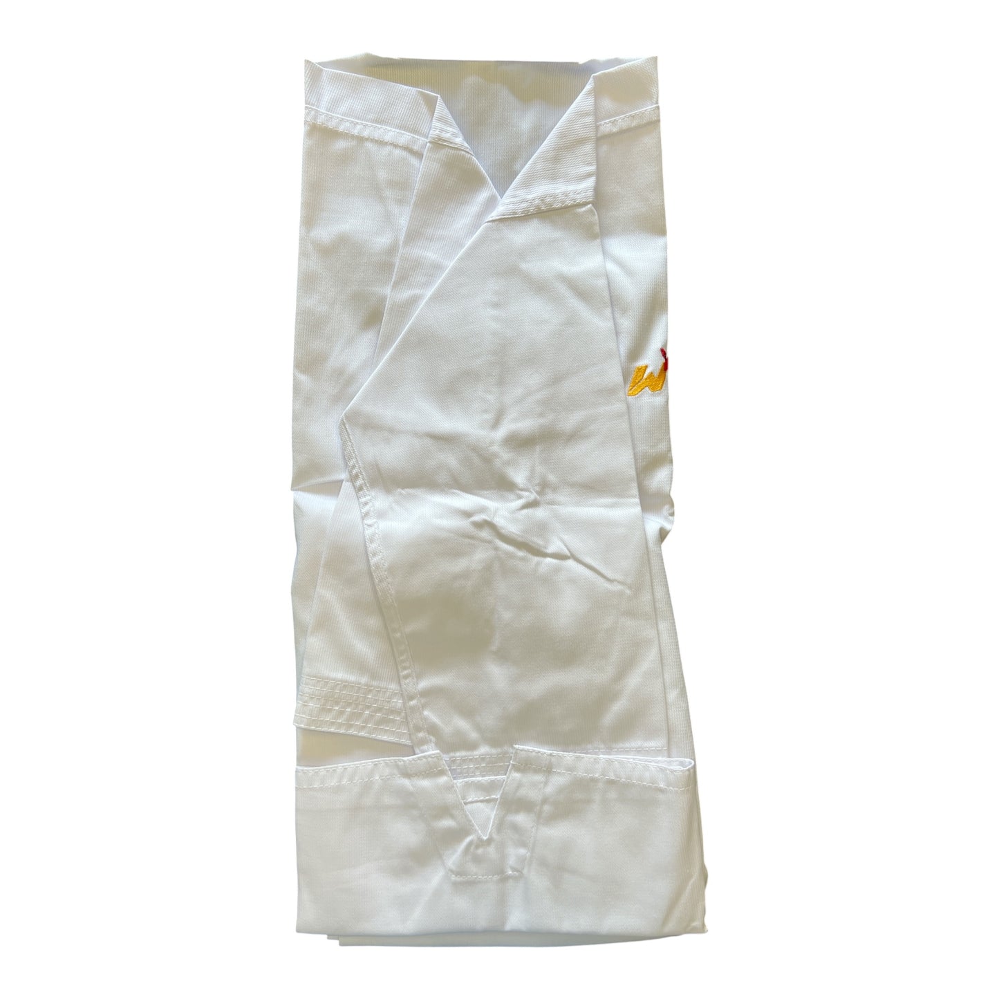 White Taekwondo Uniform Dobok Set with Black V-Neck Collar