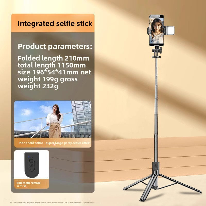 Adjustable Bluetooth Selfie Stick with Tripod and Fill Light