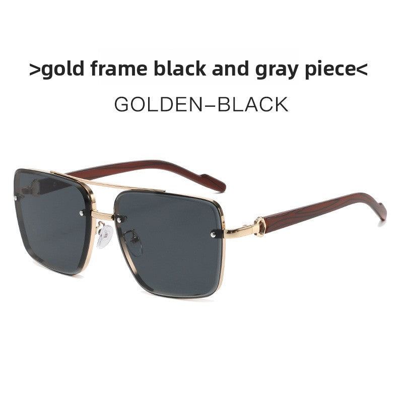 Metal Double Bridge Square Frame Sunglasses