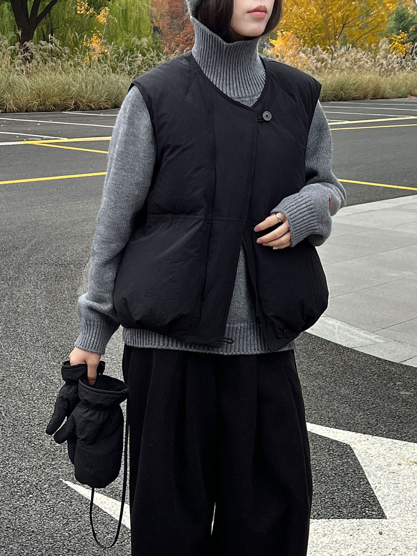 Womens Down Vest with Gloves
