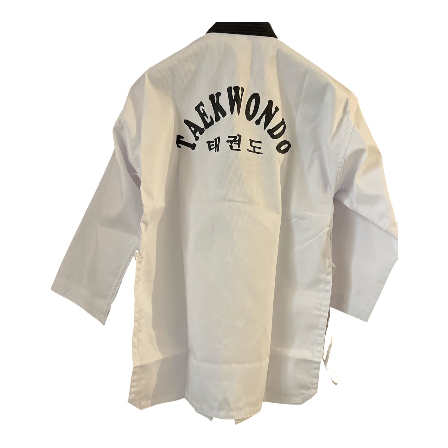 White Taekwondo Uniform Dobok Set with Black V-Neck Collar
