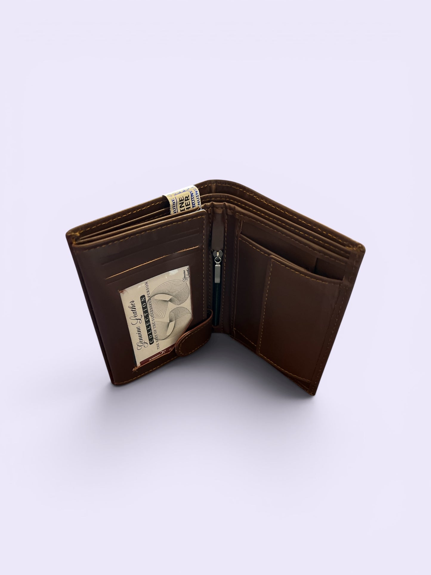 Premium Genuine Leather Men's Bifold Wallet - Dark Brown