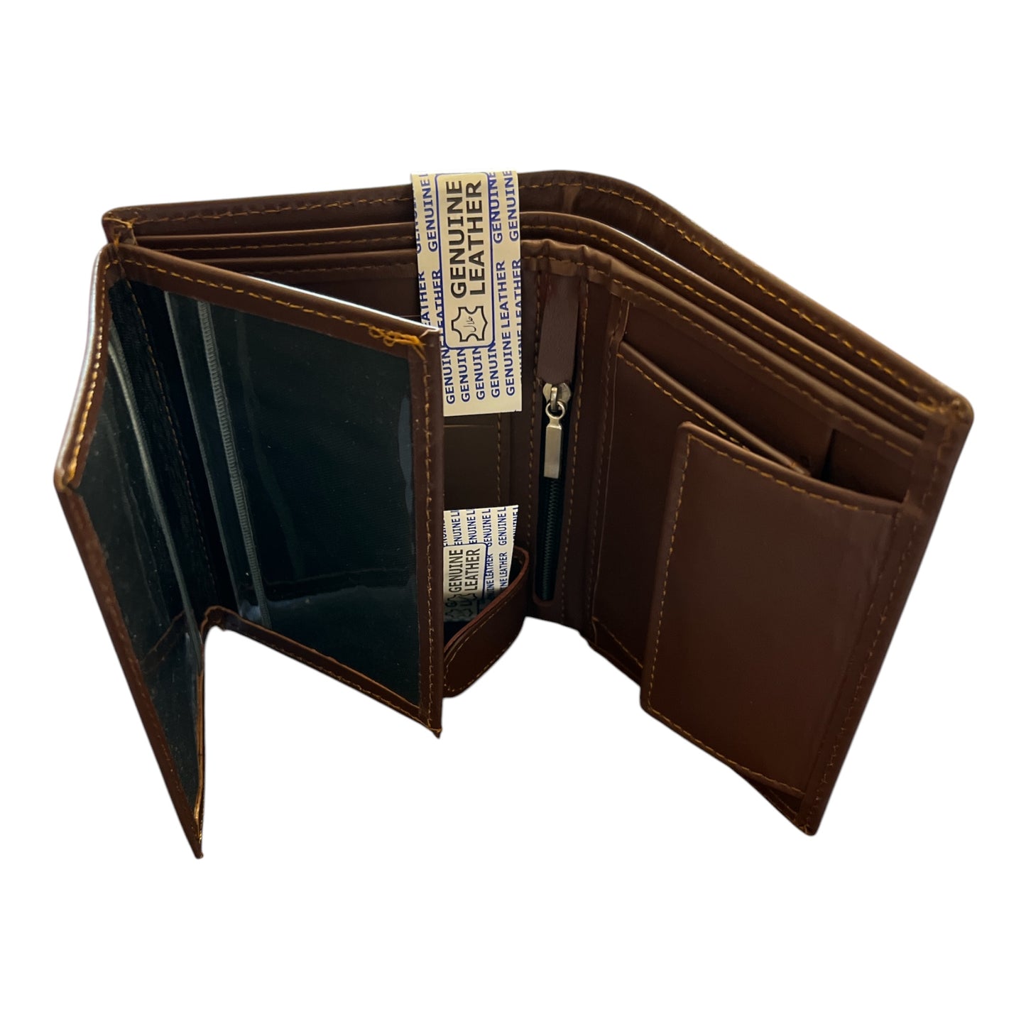 Premium Genuine Leather Men's Bifold Wallet - Dark Brown