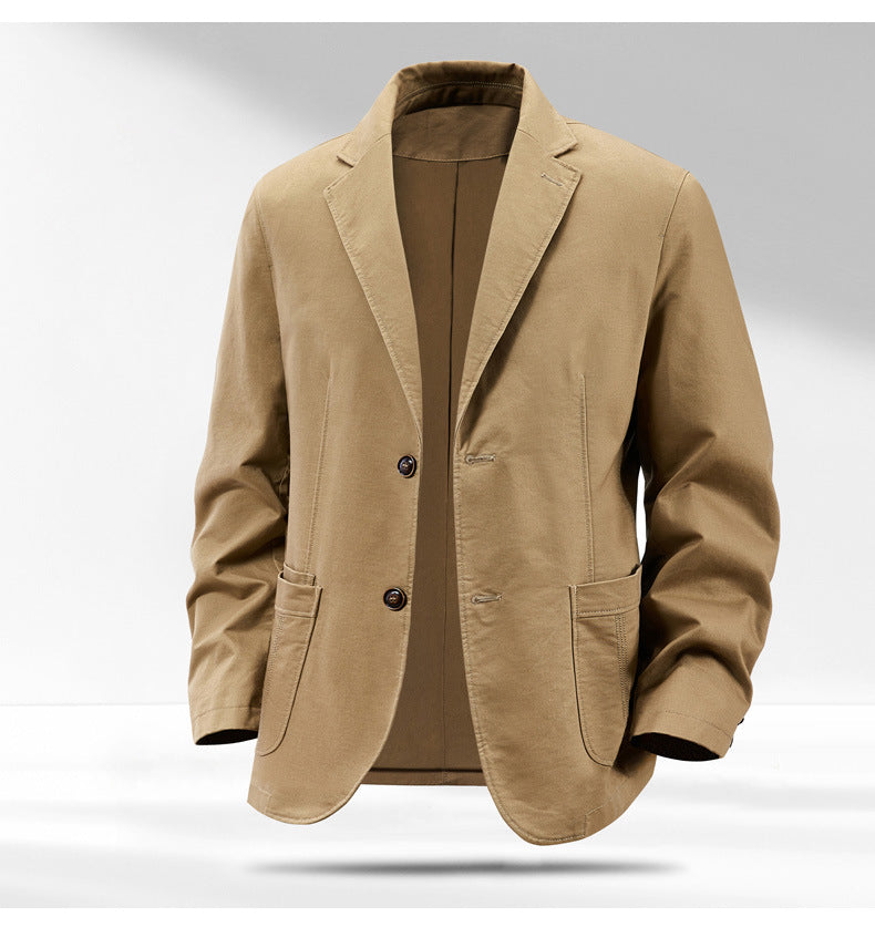 Men's Casual Suit Solid Color Washed Cotton