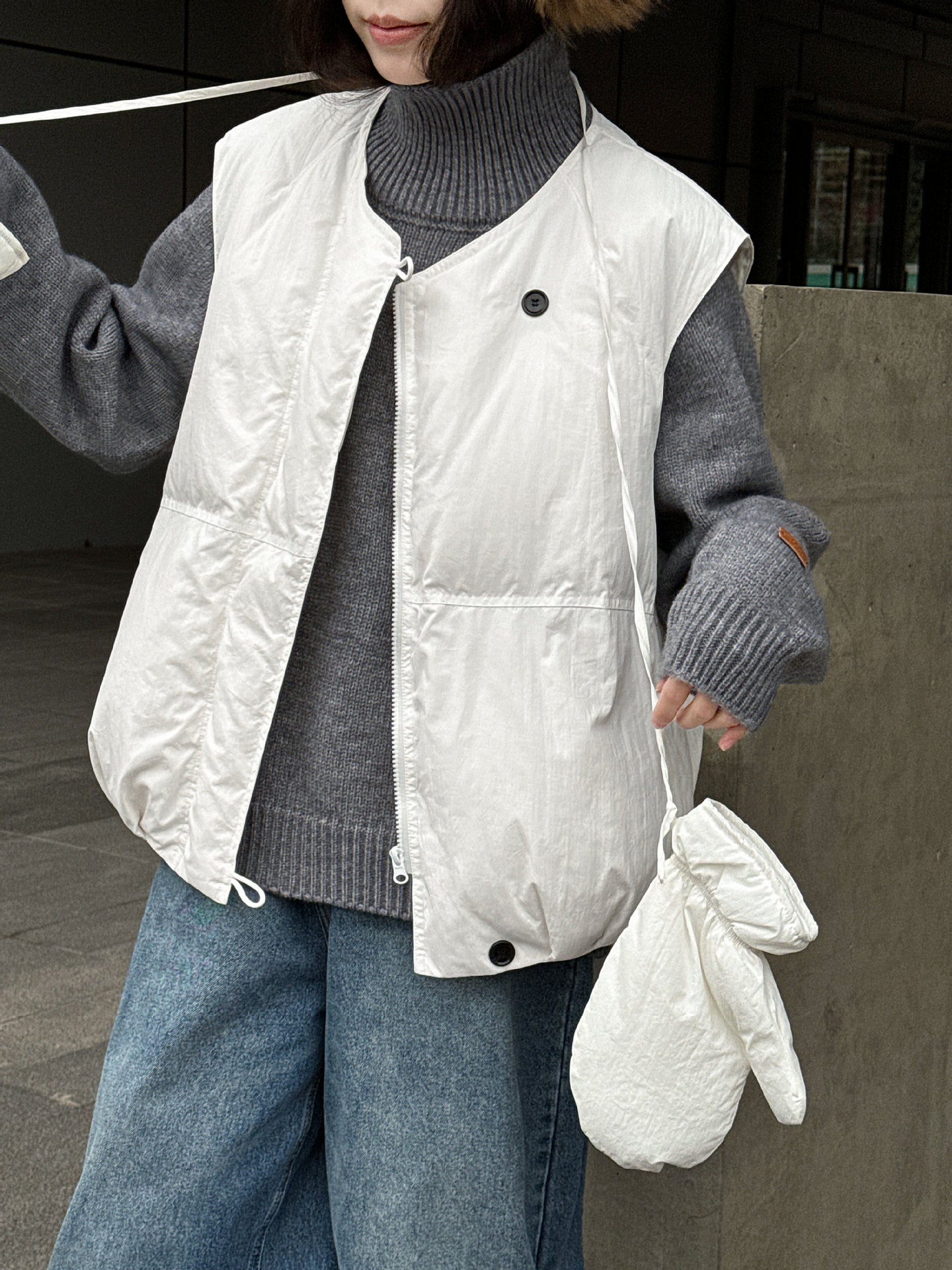 Womens Down Vest with Gloves