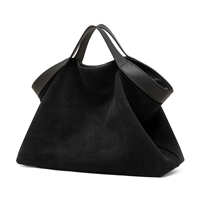 Genuine Leather Crossbody Bag with Color-Blocking Design