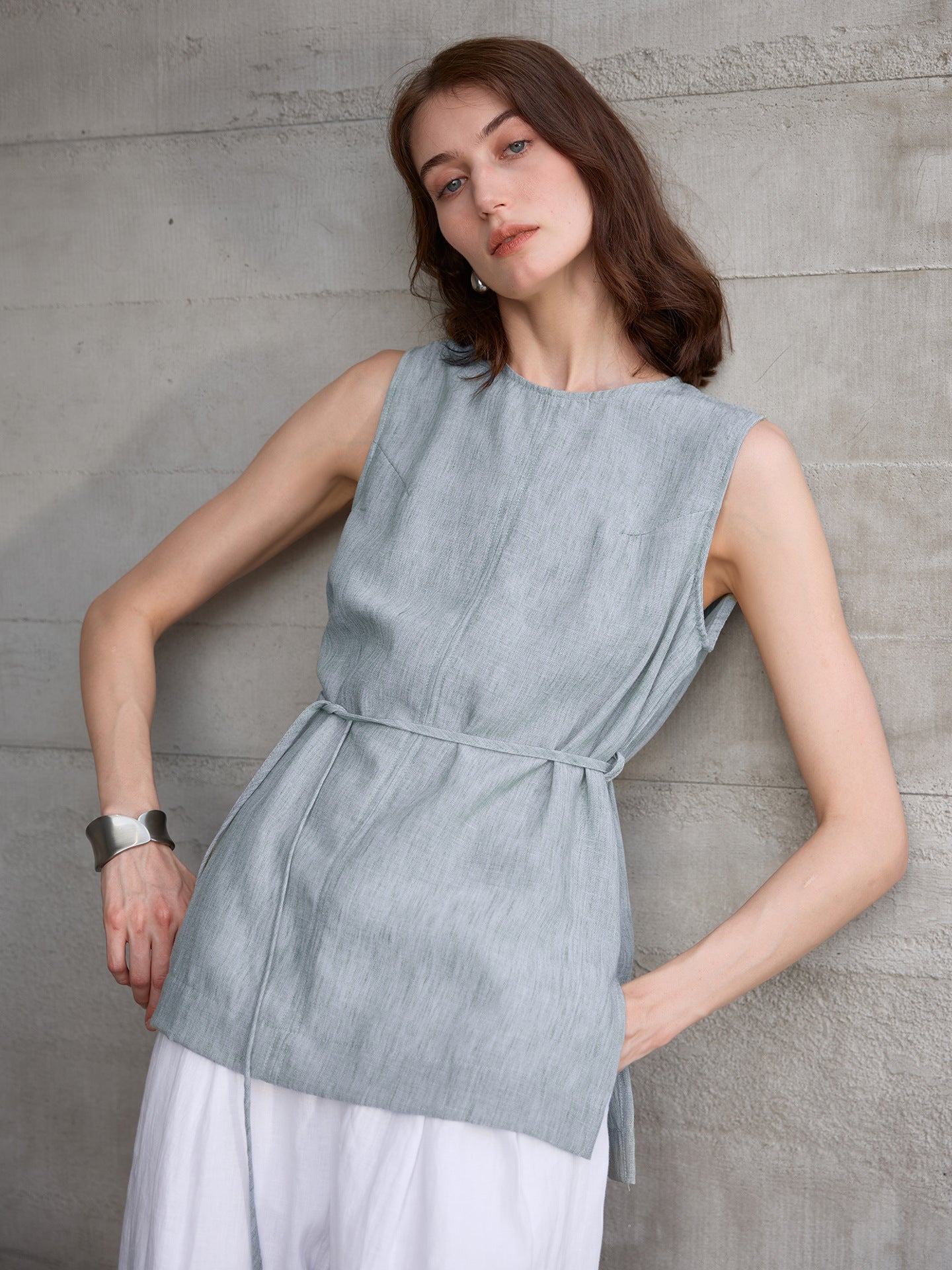 Linen Sleeveless Vest Top