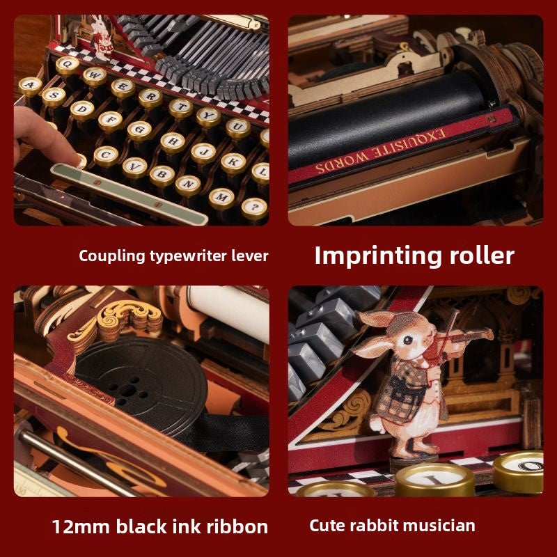 Mechanical Typewriter 3D Wooden Puzzle Model