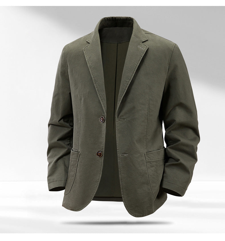 Men's Casual Suit Solid Color Washed Cotton