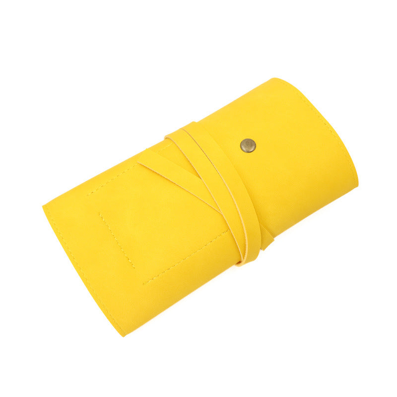 Leather Cable Organizer Roll Bag