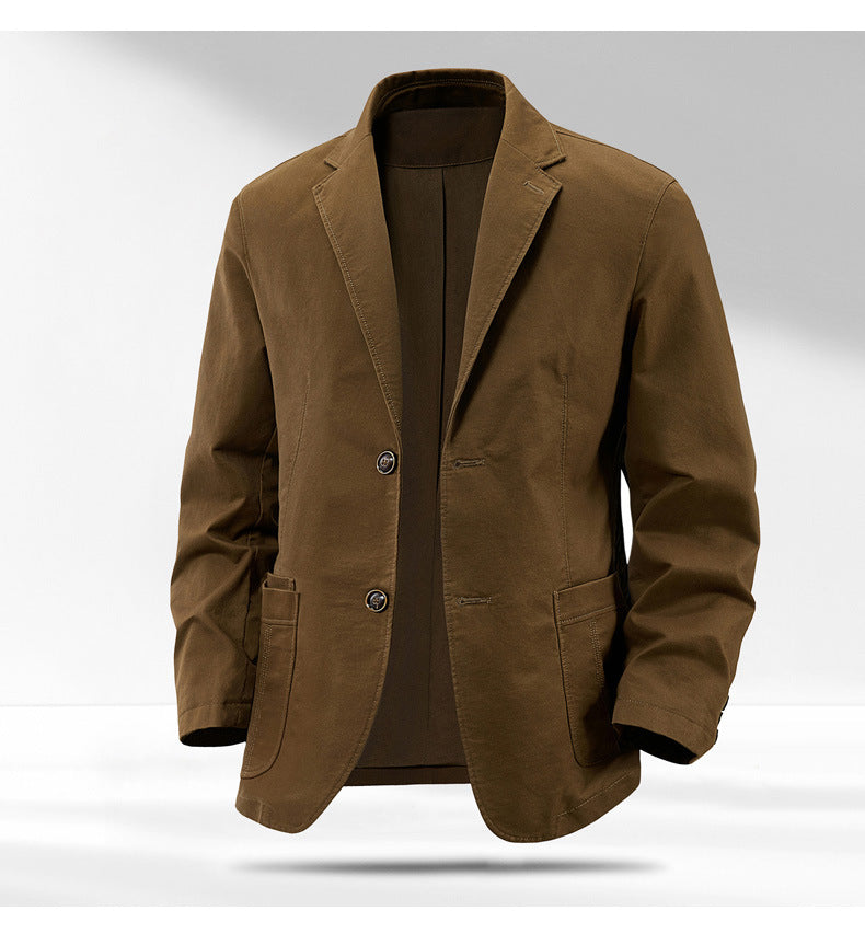 Men's Casual Suit Solid Color Washed Cotton